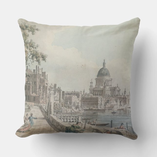 A copy of part of a drawing by Canaletto, of St. P Throw Pillow (Front)