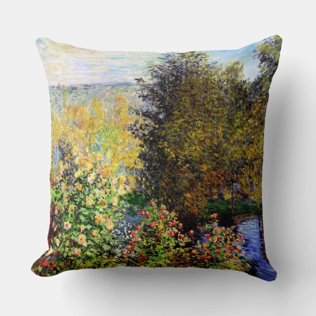 A Corner of the Garden at Montgeron Throw Pillow (Front)