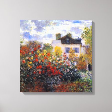 A Corner Of The Garden With Dahlias Canvas Print