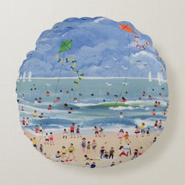 A Cornish Beach Round Pillow (Front)