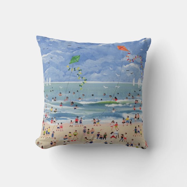 A Cornish Beach Throw Pillow (Front)