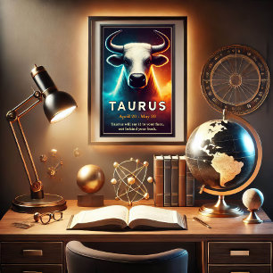 A Cosmic Taurus Bull Zodiac Poster