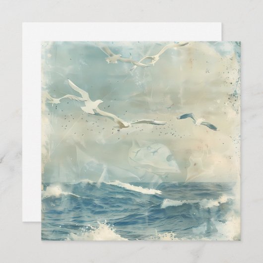 A Costal Birds Ocean Sea Sky Collage Background (Front/Back)
