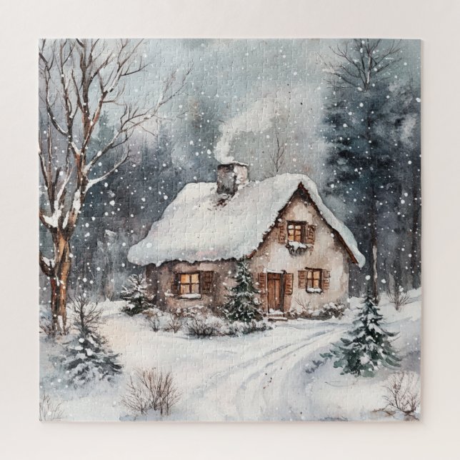 A Cosy Cottage in winter Jigsaw Puzzle (Vertical)