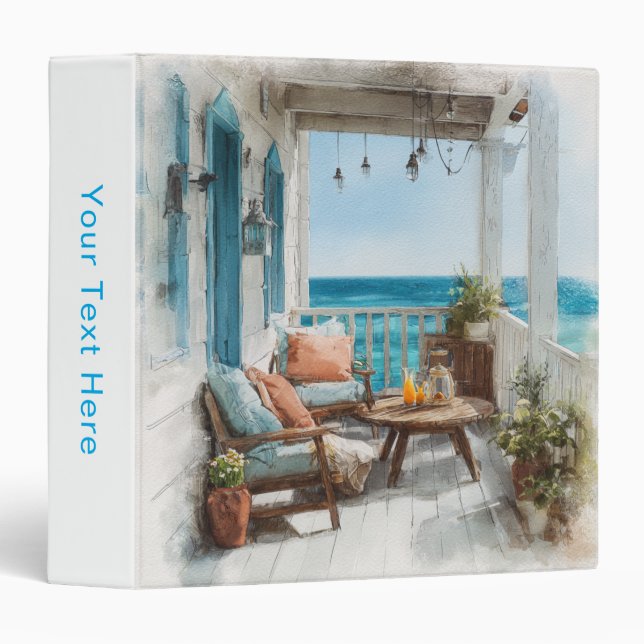 A Cosy Seaside Balcony 3 Ring Binder (Front/Spine)