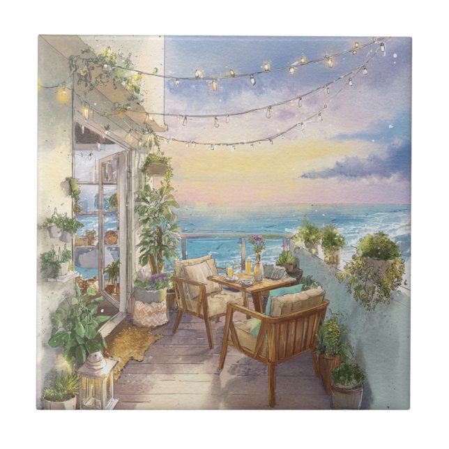 A Cosy Seaside Balcony Ceramic Tile (Front)