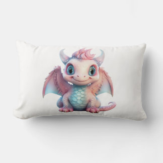 A cotton candy baby dragon lumbar pillow