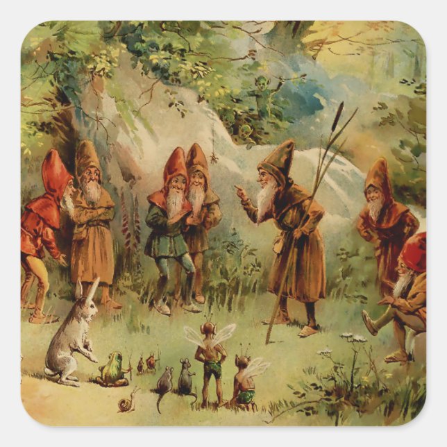 “A Council of Gnomes” by E S Hardy Square Sticker (Front)