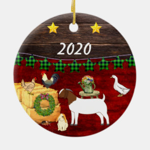 A Country Christmas Boer Goat Ceramic Ornament
