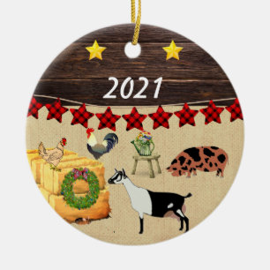 A Country Christmas KuneKune & Goat Ceramic Ornament