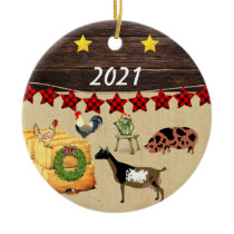 A Country Christmas KuneKune & Goat Ceramic Ornament