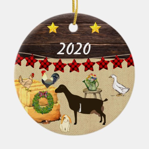 A Country Christmas LaMancha Goat Ceramic Ornament
