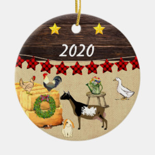 A Country Christmas Nigerian Dwarf Goat Ceramic Ornament