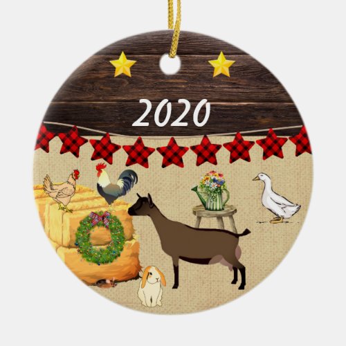 A Country Christmas Oberhasli Goat Ceramic Ornament
