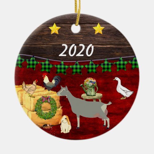 A Country Christmas Toggenburg Goat Ceramic Ornament
