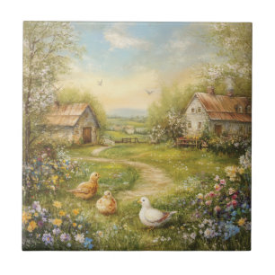 A Country Farmhouse and Barn Ceramic Tile