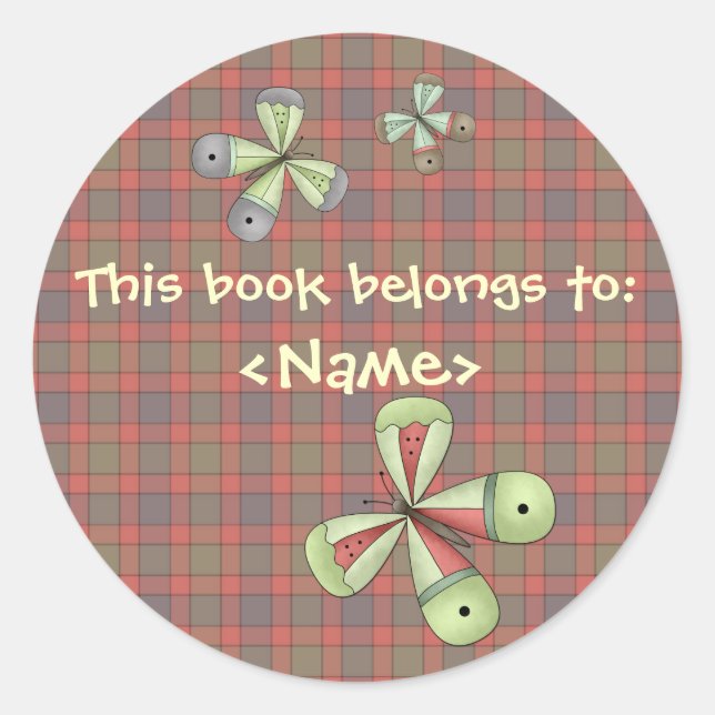 A Country Garden Butterfly Book Sticker (Front)