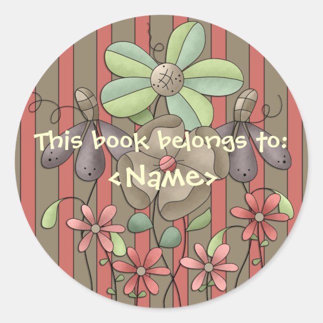 A Country Garden Flowers & Stripes Book Sticker (Front)