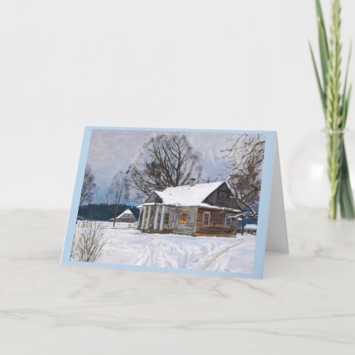A Country House at Dusk in Winter Card