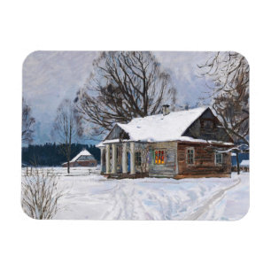 A Country House at Dusk in Winter Magnet