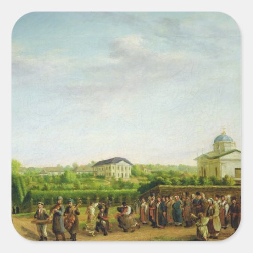 A country wedding square sticker