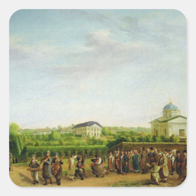 A country wedding square sticker (Front)