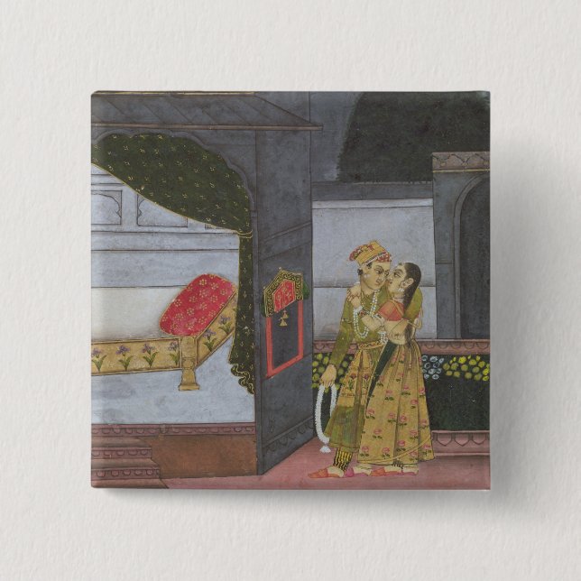 A Couple, illustration from the 'Malavi Ragini' Pinback Button (Front)