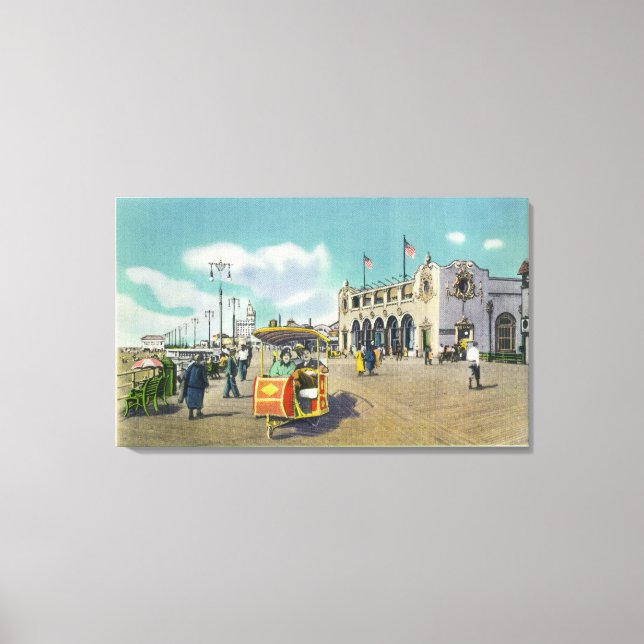 A Couple in a Boardwalk Rolling Chair Scene Canvas Print (Front)
