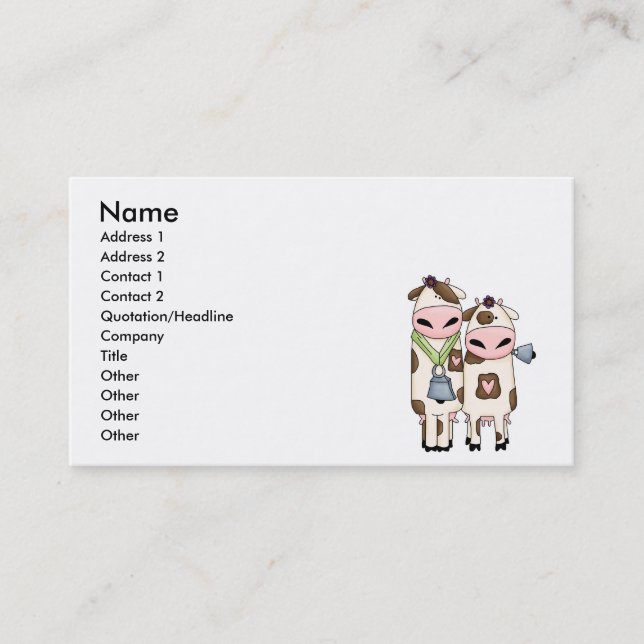 a couple of cute moo cows business card (Front)
