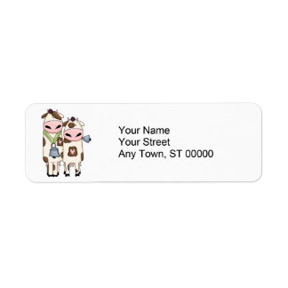 a couple of cute moo cows label