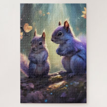 A couple of cute squirrel squirrels all in lavende