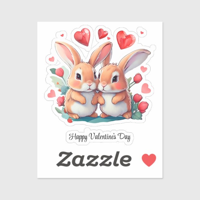 A couple of funny watercolor rabbits sticker (Sheet)