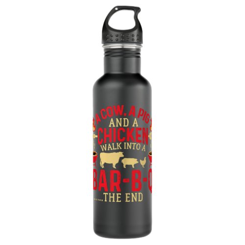 A Cow A Pig And A Chicken Bar_B_Q  BBQ Grill Stainless Steel Water Bottle