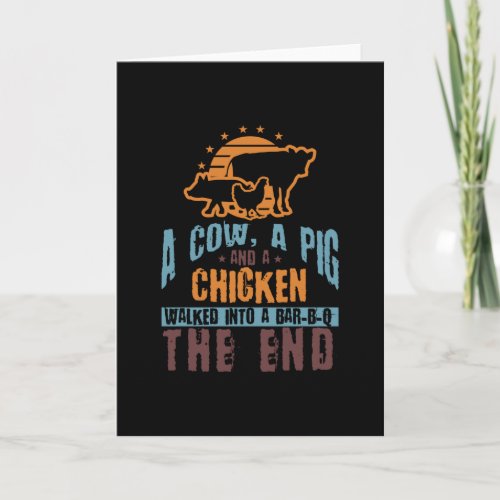 A Cow A Pig And A Chicken Walk Into A Bar_B_Q Card