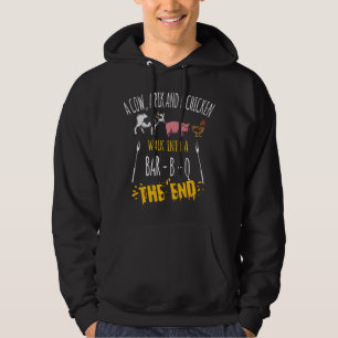 a cow a pig and a chicken walk into a bar grillmei hoodie
