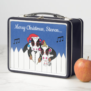 A Cow Christmas Metal Lunch Box
