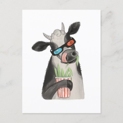 A cow in 3D glasses Postcard