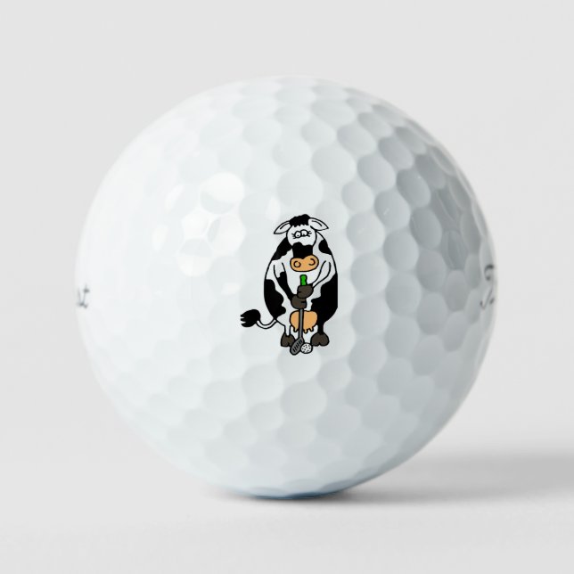 A cow playing golf balls (Front)