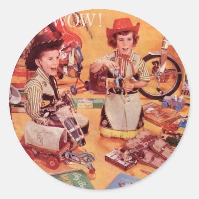 A Cowboy Christmas Classic Round Sticker (Front)