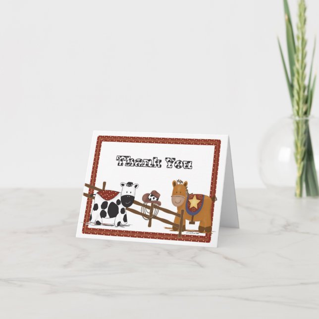 A Cowboy  Cowgirl Thank You Card (Front)