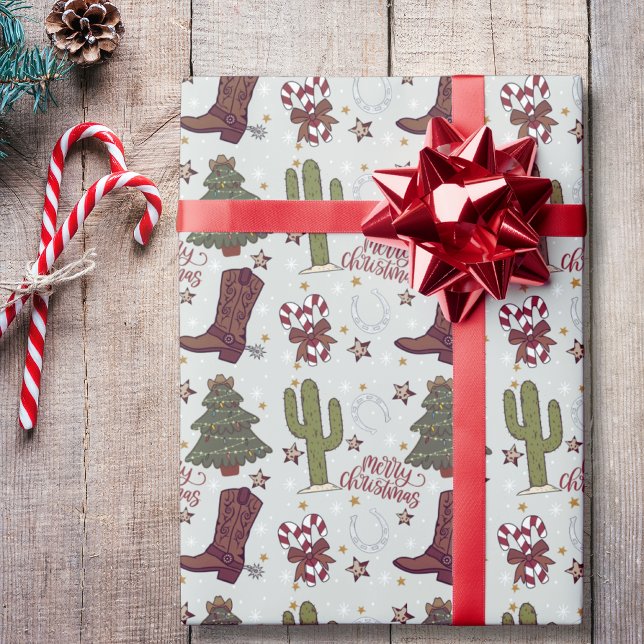 A Cowboy Merry Christmas Wrapping Paper (Cowboy Western Christmas Wrapping Paper)
