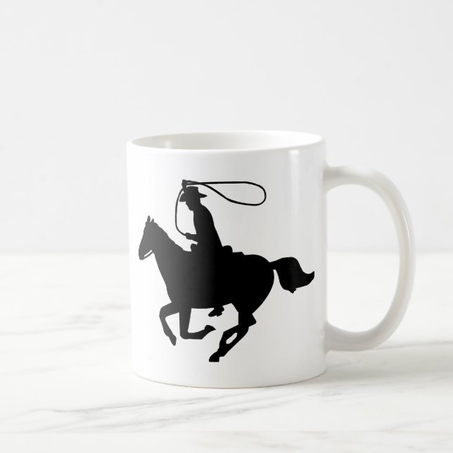 A cowboy riding with a lasso. coffee mug (Right)