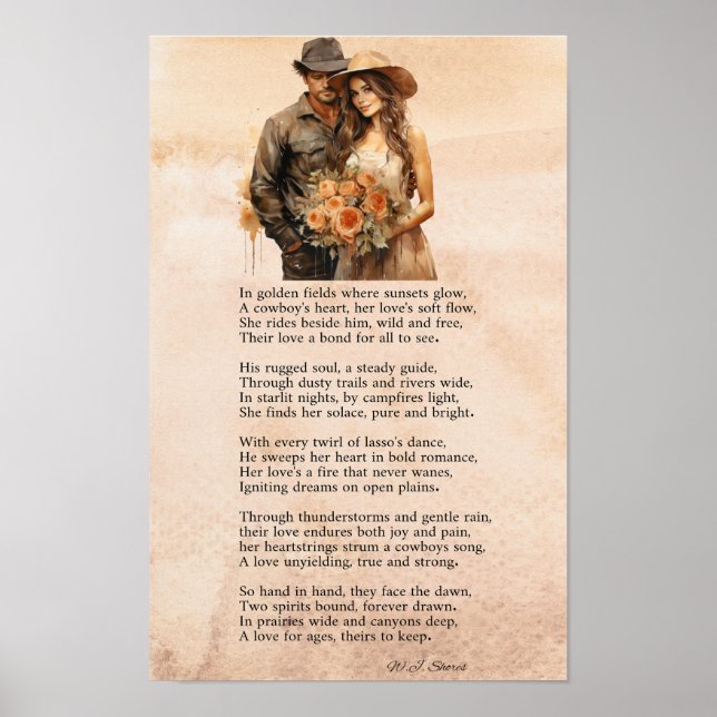 A Cowboy’s Heart – Romantic Western Poem Poster (Front)