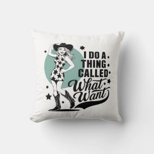A cowgirl striking a sassy pose throw pillow