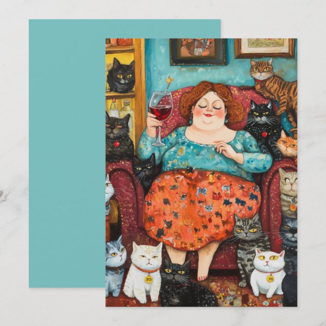 A Cozy Evening with Childless Cat Lady Invitation (Front/Back)