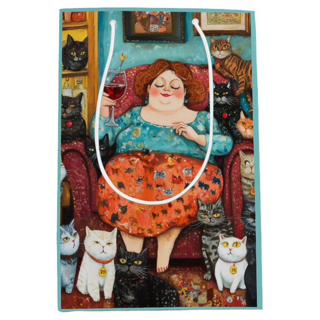 A Cozy Evening with Childless Cat Lady Medium Gift Bag (Front)