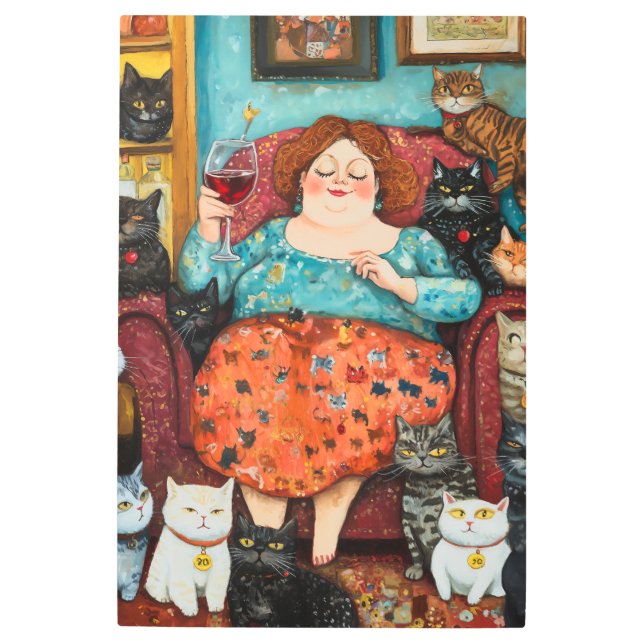 A Cozy Evening with Childless Cat Lady Metal Print (Front)