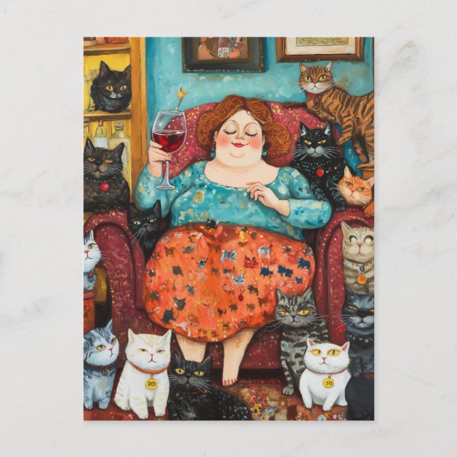 A Cozy Evening with Childless Cat Lady Postcard (Front)