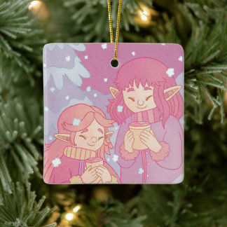 A Cozy Morning Coffee Ceramic Ornament
