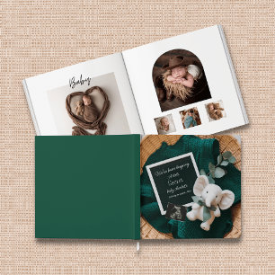 A cozy Neutral basket keepsake baby photo book 